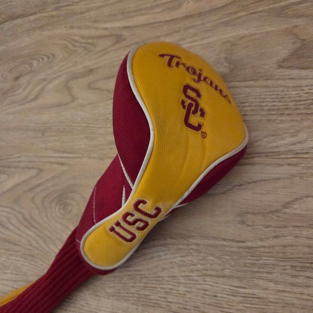 NCAA USC Trojans Hybrid or Driver Headcover Stretch Fit Golf Club Cover